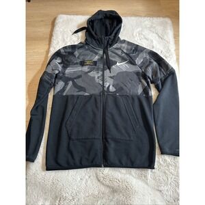 Mens Therman Fit Nike‎ Camo Black Hoodie Jacket Full  Size M